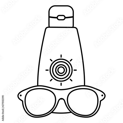 solar blocker bottle with sunglasses accessory