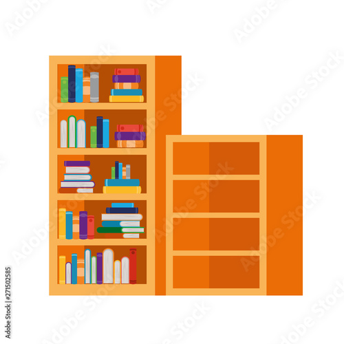 shelving with books in white background