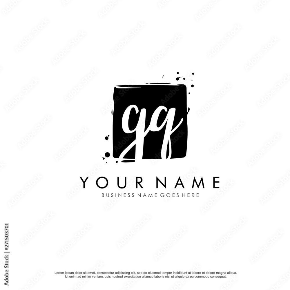 G Q GQ initial square logo template vector