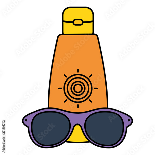 solar blocker bottle with sunglasses accessory