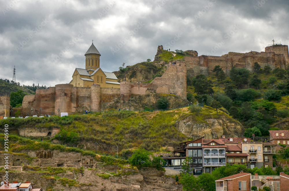 Abanotubani and Narikala Fortress in the ancient district of Tbilisi, Georgia