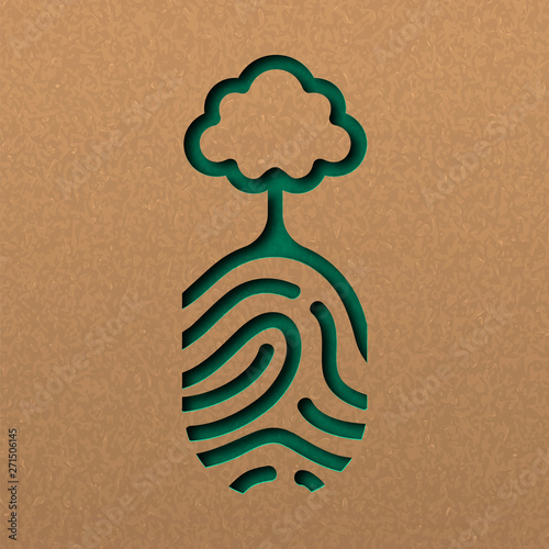 Natue paper cut concept of finger print with tree photo