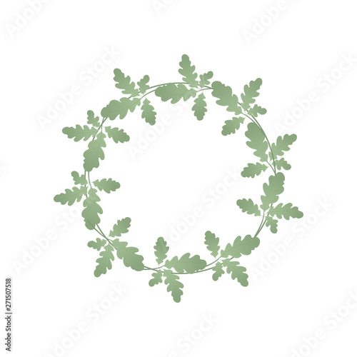 A wreath of oak green leaves. Summer wreath of plants. For text and design.