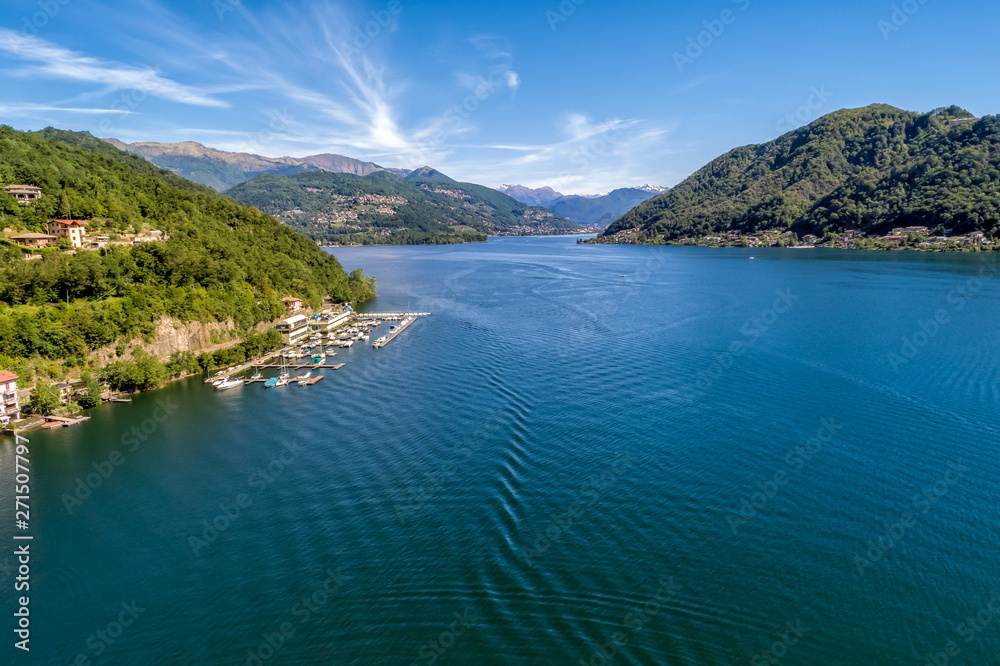 Landscape of Lake Lugano from small village Brusimpiano, Italy