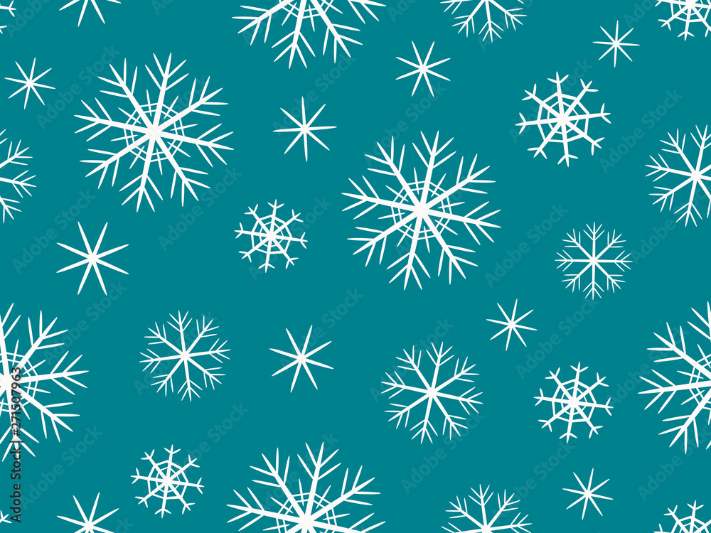  Decorative gray snowflakes on a turquoise background.Vector snowflakes
