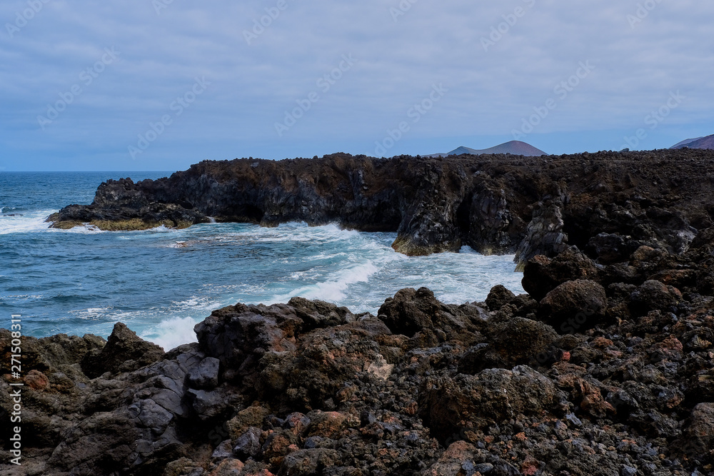 the rocky coast called in Spanish - los hervideros - near El Golfo, Lanzarote