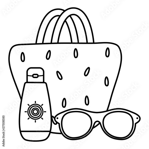 handbag female with sunglasses and blocker solar