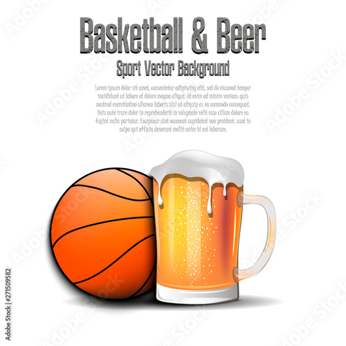 Basketball ball with mug of beer