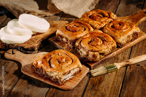 Golfeados with cheese baked and ready to eat. Golfeados typical dessert in Venezuela. photo