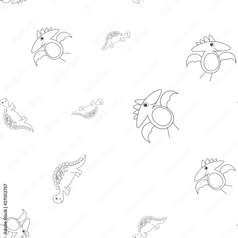 Stegosaurus and pterodactyl seamless pattern