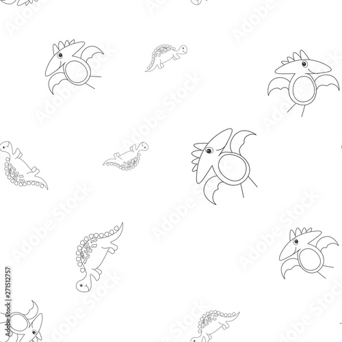 Stegosaurus and pterodactyl seamless pattern