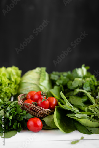 tasty and delicious food, ripe vegetables on the kitchen table. Great source of vitamins