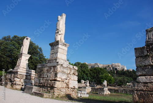 Athens, Greece / May 2019: The archaeological site of the Ancient Agora of Athens.