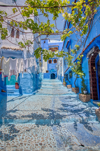 Nice traditional street of the old center of the touristic city of Chauoen, in the north of Morocco © juanorihuela