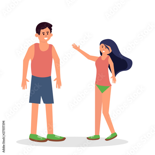 vector illustration of young touristic couple