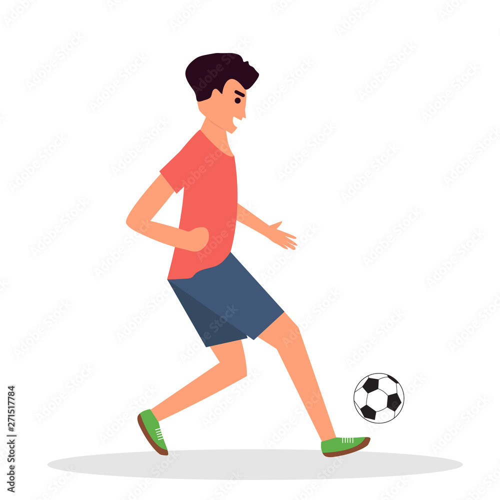 Flat illustration of men playing beach football on the beach. Summer activities Flat illustration of men playing beach football on the beach. Summer activities