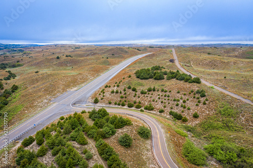 highway crossing in Nebraska aerial view