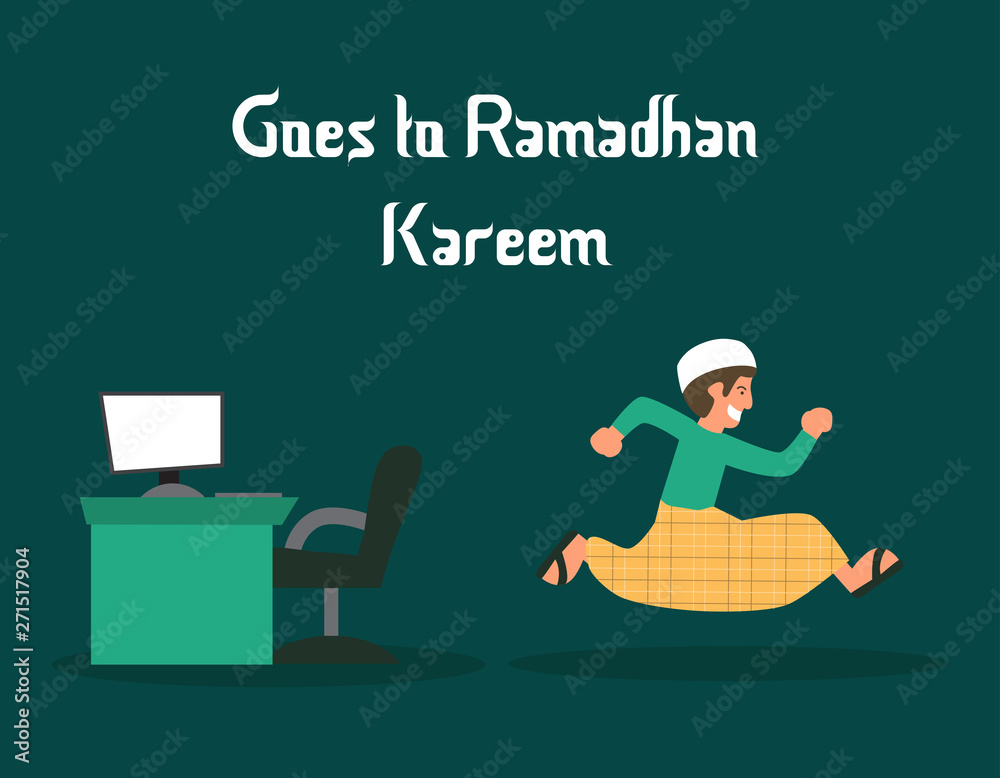 Ramadan Kareem Illustration man leave his job to pray Going to ramadhan kareem Ramadan Kareem Illustration man leave his job to pray Going to ramadhan kareem