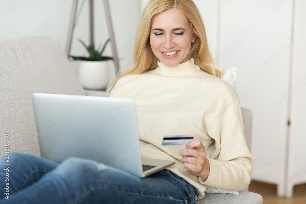Online Payment. Woman Buying Clothes Online On Laptop Online Payment. Woman Buying Clothes Online On Laptop