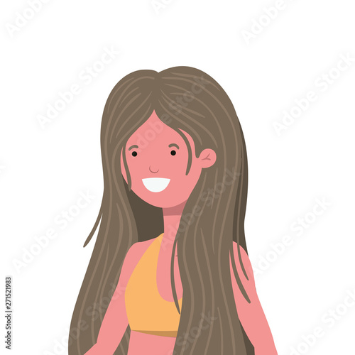 young woman with swimsuit on white background