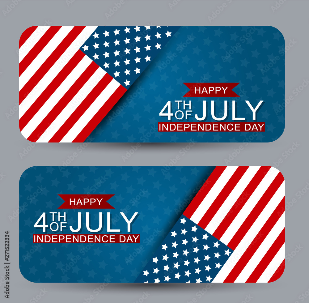 4th of July United States national Independence Day celebration banner set with American flag for a website header or advertisement 4th of July United States national Independence Day celebration banner set with American flag for a website header or advertisement