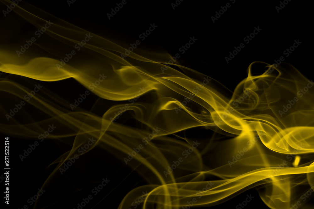 Yellow smoke abstract on black background, fire design