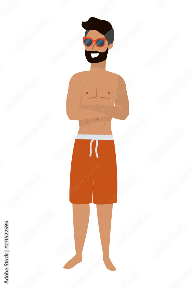 Fototapeta premium Boy with summer swimwear design