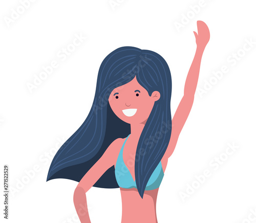 young woman with swimsuit on white background