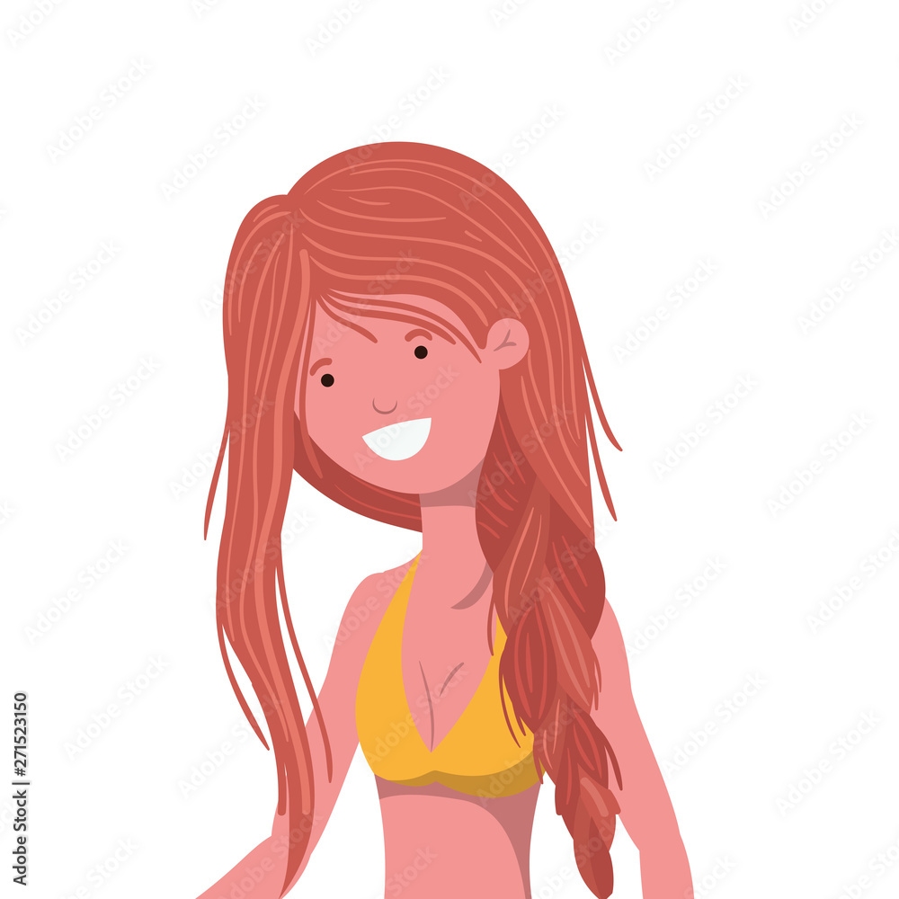 young woman with swimsuit on white background young woman with swimsuit on white background