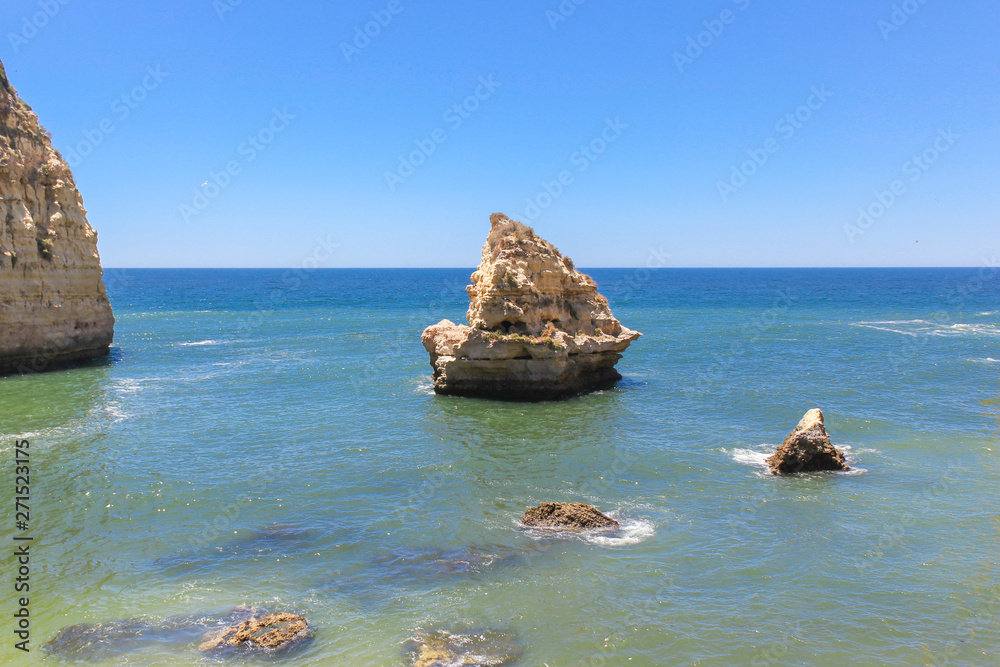Beautiful Landscape Cliff on Vale Covo Beach, Lagoa, Carvoeiro, Algarve, Portugal