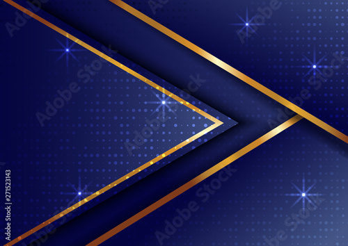 Abstract gold background on dark blue space. Luxury concept design with glitter