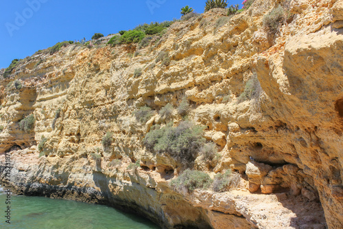 Beautiful Landscape Cliff on Vale Covo Beach, Lagoa, Carvoeiro, Algarve, Portugal