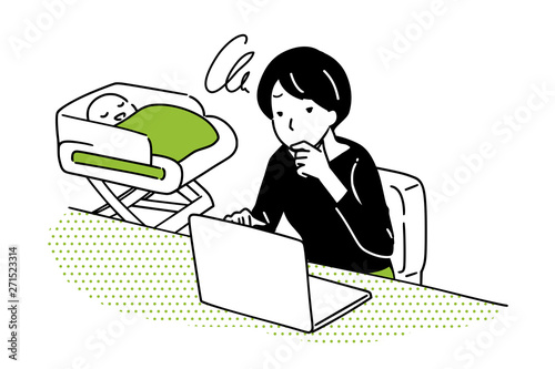 Housewife operating a personal computer.