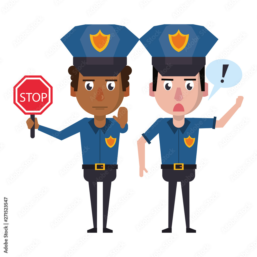 policemen working avatar cartoon character