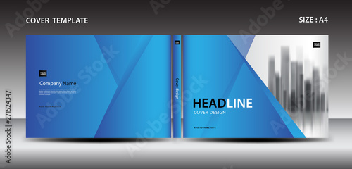 Blue Cover design template for magazine, ads, presentation, annual report, book, leaflet, poster, catalog, printing media, newsletter, business brochure flyer, Horizontal layout vector. A4