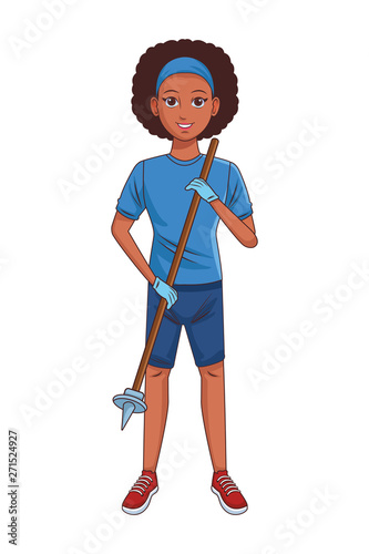 cleaning service person avatar cartoon character