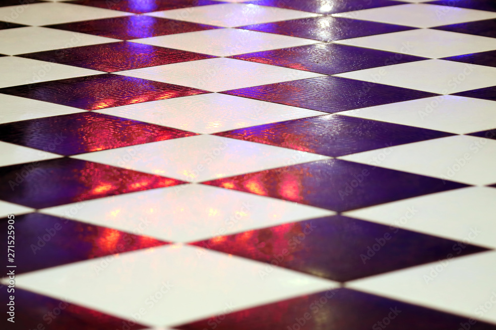 Fototapeta premium black and white tiles on the floor.
