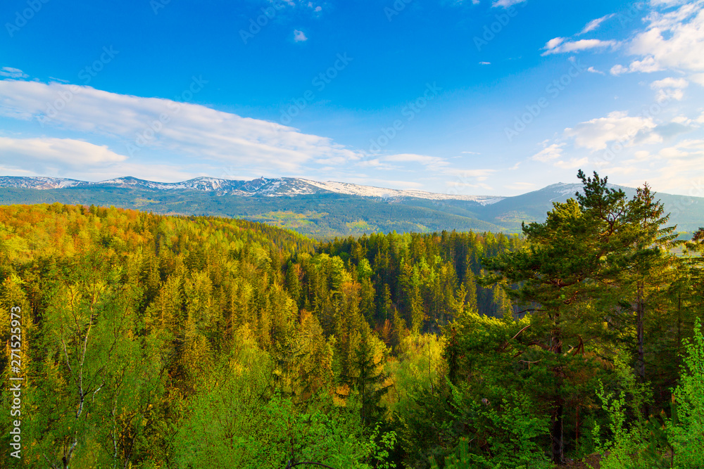 Scenic spring landscape of Giant Mountains - Karkonosze Mounatains, Poland