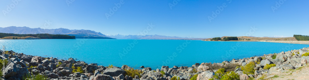 Panorama view of lake pukaki and Mt. Cook as a Background, South Island New Zealand Panorama view of lake pukaki and Mt. Cook as a Background, South Island New Zealand