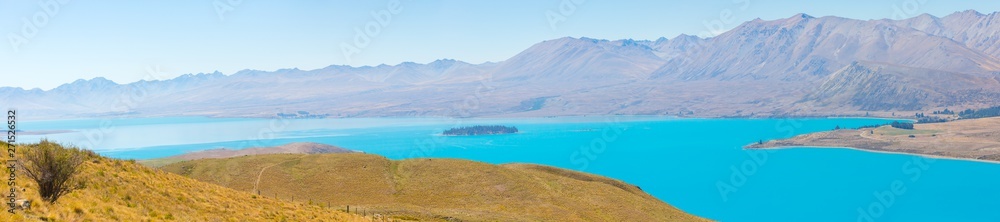 Panorama view of Lake Tekapo in  South island New Zealand