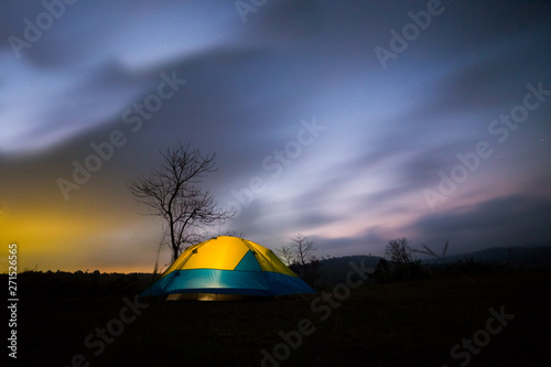 View of camping and night sky