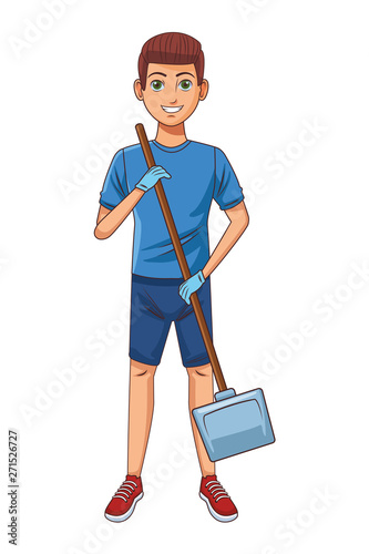 cleaning service person avatar cartoon character