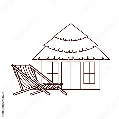 wooden house on the beach with white background