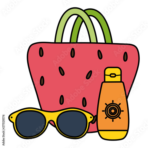 handbag female with sunglasses and blocker solar