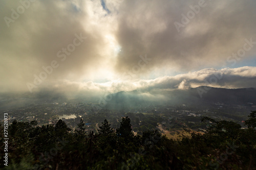 View from the high angle. Mae Hong city teaches Mok Khaem, beautiful, famous tourist attraction of Mae Hong province, Thailand.