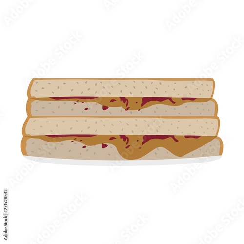Peanut butter sandwich on a white background - Vector