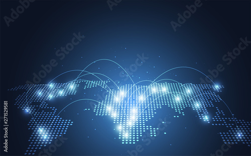 Global network connection. World map point and line composition concept of global business. Vector Illustration