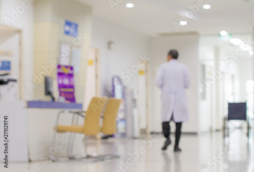 Blur abstract of luxury hospital or clinic with patient or patient and nurse