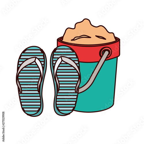 sand bucket with slipper on white background