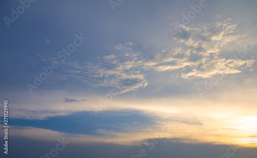 The atmosphere in the sky is cloudy  covered with beautiful clouds. right copy space shape